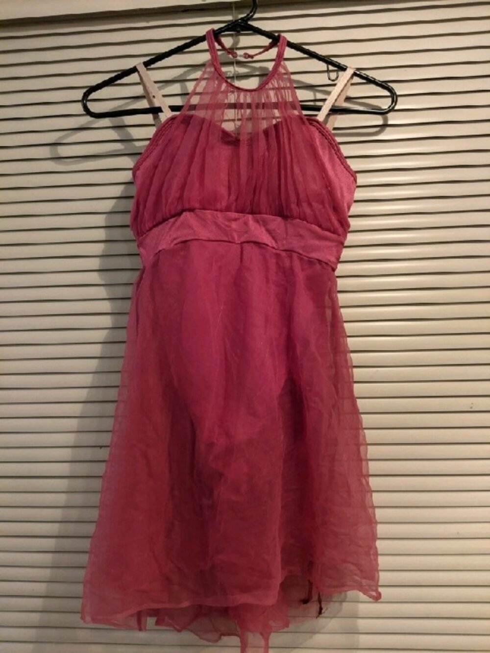 Pink Halter Mesh Dance Dress